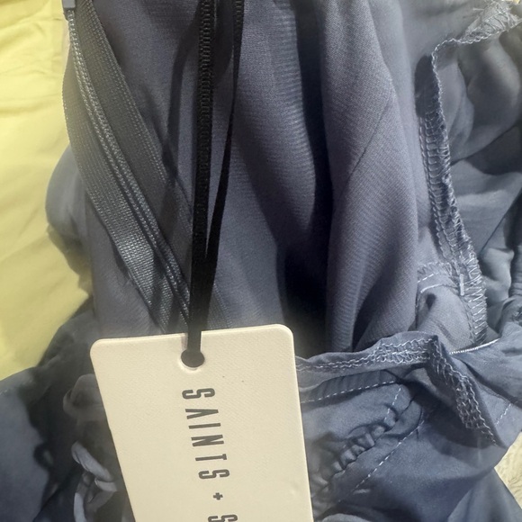 NWT Chic Slate Blue Ruched Mini Dress - Picture 6 of 9